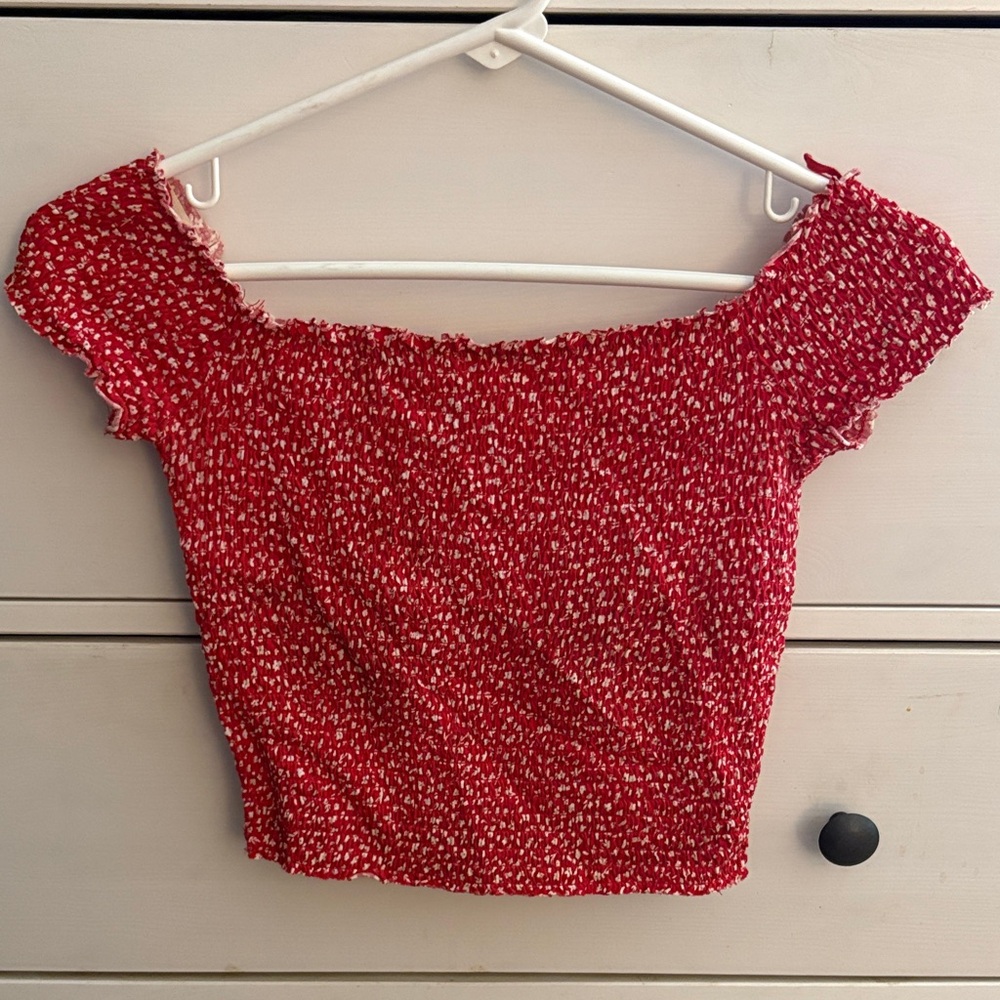 Garage Red Patterned Crop Top